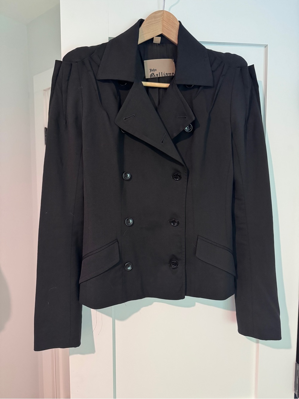 Rare Vintage Galliano blazer with pleated shoulders, size 40